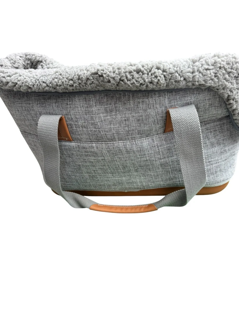 Cozy Grey Sherpa Tote Bag left pine
